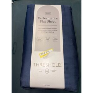 Threshold Queen Size 400 Thread Count Performance Flat Sheet - Metallic Blue